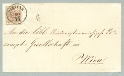 1850, 6kr, brown, on letter from PISTYAN to WIEN, neatly strike of ...