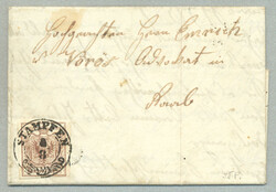 1850, 6kr, brown, on letter from STAMPFEN to RAAB, neatly strike of ...