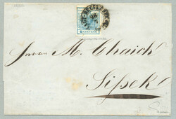 1850, 9kr, blue, Type I, LOW 9 - Tiefe 9, on letter from NAGY ...