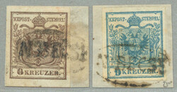 1850, 6kr, 9kr, (2), on piece, both N. BECSE - 120p, one with ...