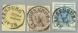 1850, 1-9kr, (3), KLAUSENBURG, fresh, XF! Schätzpreis 150€.