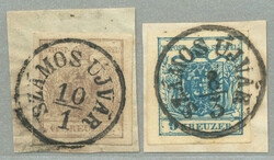1850, 6+9kr, (2), on pieces, SZAMOS UJVAR, fresh, XF! Schätzpreis ...