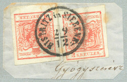 1850, 3+3kr, piece, BISTRITZ in SIEBENBÜRGEN, fresh, XF! ...