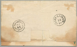 1858, 15 kr blue, Type II on letter with perfect cancel ST. ...