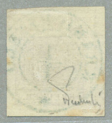 1854, 6 Kreuzer braun, Ausgabe 1854, Type III, zentrisch mit blauem ...