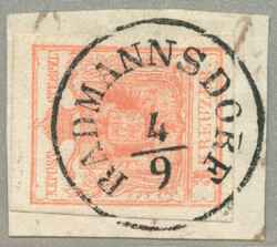 1850, 3 kr, red, cancel RADMANNSDORF, Müller 12p, full margins, ...