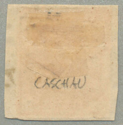 1850, 1 kr, yellow, on piece, almost complete cancel CASCHAU, Müller ...