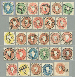 1861, kleine Sammlung von (25) losen und (3) Briefstücken, schön ...