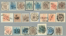 1850, small collection of 3-9kr, (22), many pieces, colours, ...