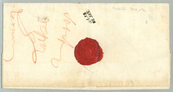 1850, 3 kr, red, with huge margin 7,5x8mm and 3-4mm St. Andrews cross ...