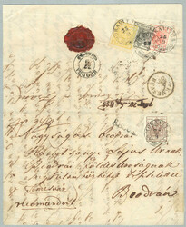 1850, 6 kr/brown on front and 1 kr/yellow, 2 kr/black and 3 kr/tomato ...