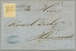 1850, 1kr, ockergelb, als Drucksache, entwertet KK FAHRENDES POSTAMT ...
