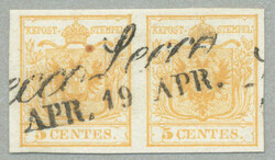 1850, 5 ct, gelb, HP, Type I, Paar, klarer Zweizeiler von LECCO, ...