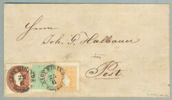 1861 + 1858, 10 kr rötlichbraun Ausgabe 1861 + Ausgabe 1858, 3 kr ...