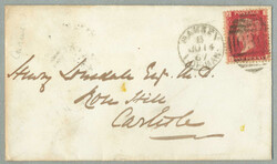 1867, 1d, red, perf, on letter from RAMSEY/ISLE OF MAN to CARLISLE, ...
