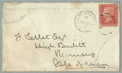 1862, 1d, red, perf, on letter from DOUGLAS/ISLE OF MAN to ...