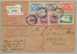 1931, 3+6+2+5+5+5+3d, all in all 29d, on registered FIRST OFFICIAL ...