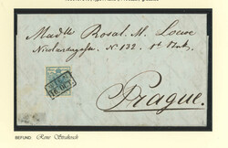 1850, 1 kr bis 5 kr, 6 lose Marken und 2 Briefe, alle mit sitzenden ...