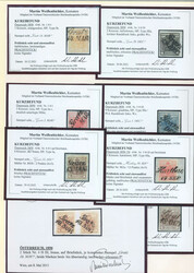 1850, 1kr, 2kr, 3kr (2, davon 1 Briefstück), 6kr (4, davon ein ...