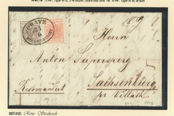 1856, 3 kr, rot und 6 kr, braun, auf Rekobrief von GRAZ nach ...