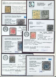 1850/54, 1 kr bis 9 kr, (je 2), HP und MP, nur breitrandige ...