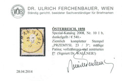 1858, 2 kr bis 15 kr (je 2) Type I und II, (11I mit runder Ecke), ...