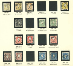 1858, 2 kr bis 15 kr (21 Werte), Type I und II (ohne 10I), ...