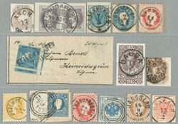 1850-1918, Abstempelungen auf 12 Seiten von A-Z, ab 1850, einige ...