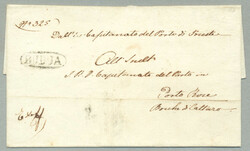 1843, Exoffo-Brief von BUDUA nach Porto Rose, mit Österr. Lloyd ...