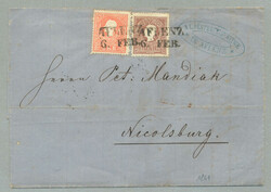 1861, 5 Kr., rot und 10 Kr., braun, entwertet AFLENZ 6. FEB, ...