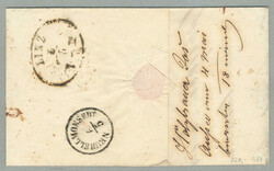 1858, 10 Kr., braun, entwertet AUSSEE / 4. MAI, rückseitiger ...