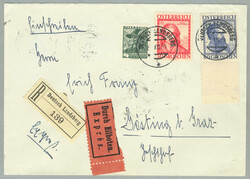 1934, 4 Gr., dunkeloliv, 30 Gr., rot, 60 Gr., blau mit unterem ...