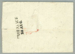 1851, 3 Kr., rot, entwertet EISENERZ / 23. AUG., rücks. ankunft ...