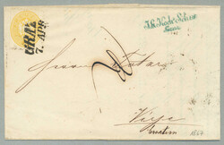 1867, 2 Kr., gelb, entwertet GRAZ / 7. APR, Handschriftlicher R ...