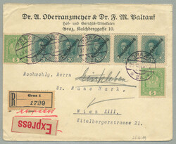 1919, Mischfrankatur aus Kaiserreich und Deutsch-Österreich, mit 110 ...