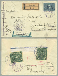 1923, mit 8800 K. frankierter Reko-Flugpostbrief, aus der 11. ...