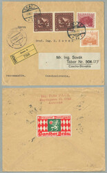 1930, Nibelungen/Große Landschaft, portogerechte Mischfrankatur auf ...