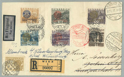1931, Rotary, auf Satz-Reko-Flugpost-Brief von Wien nach Berlin, ...