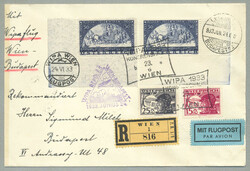 1933, Wipa Glatt und Faser, beide Eckrandstücke, Ersttag auf ...