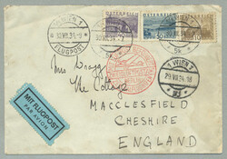 1934, Kleine Landschaft auf portogerechtem Flugpost-Brief von Wien ...