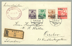 1935, Winterhilfe auf portogerechtem Reko-Brief von Wien nach ...