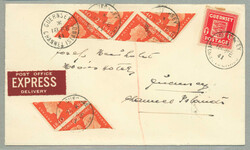 1941, first day cover, 1d., scarlet and bisected British 2d. stamps ...