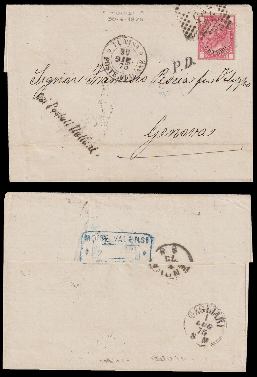 Uffici all'Estero TUNISIA. Involto di lettera spedita da TUNISI il ...