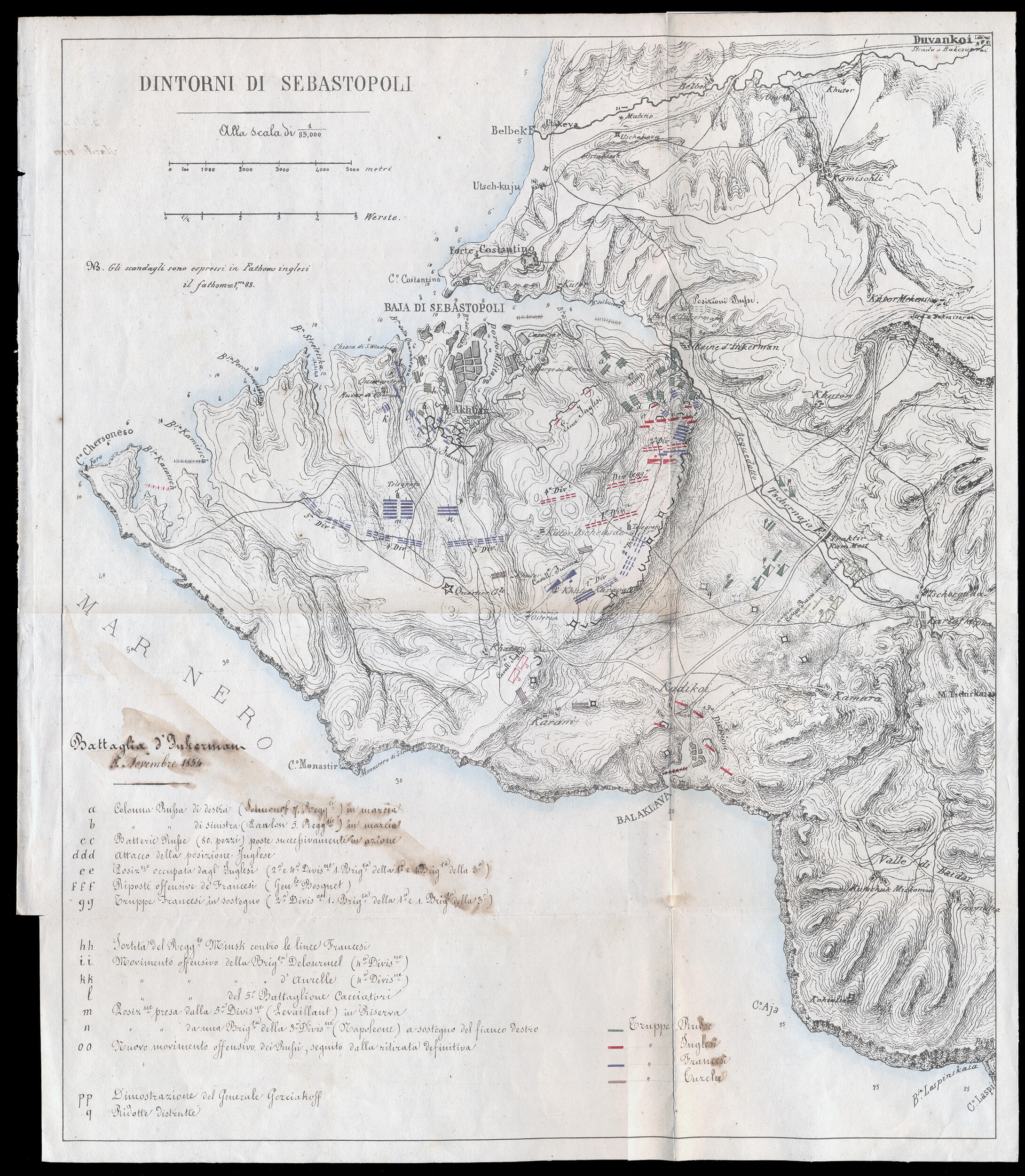 Sardegna. Guerra di Crimea, Mappa dettagliata (32cm x 37cm) della ...