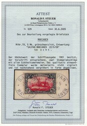 1901, Kaiseryacht 5 M auf Briefstück, Fotoattest Steuer ...