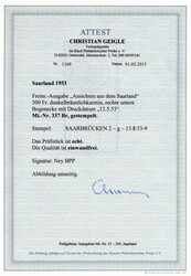 1952, Freimarke 500 F mit Druckdatum, Fotoattest Geigle BPP ...