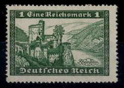 DEUTSCHES REICH - 1930, Burg Rheinstein 1 M graugrün mit ...