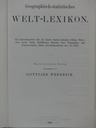 Webersik, Gottlieb: Geographisches Statistisches Weltlexikon 1908, ...