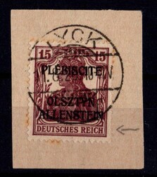 1920, sogen. Siegesmarke 15 Pf (dunkel)braunrot bisdunkelbraunkarmin ...