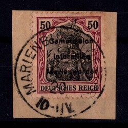 1920, Freimarke 50 Pf, Papier weiß bis mittelchromgelb ...